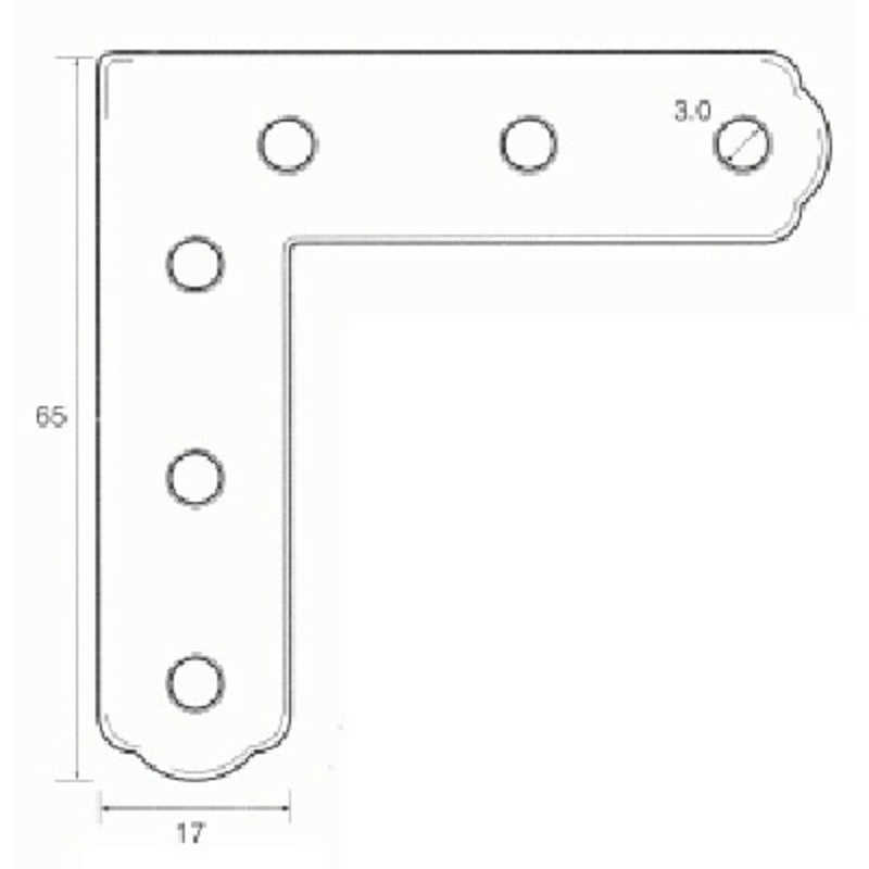 福井金属工芸　鉄角金具65×17 100個入　NO.6255