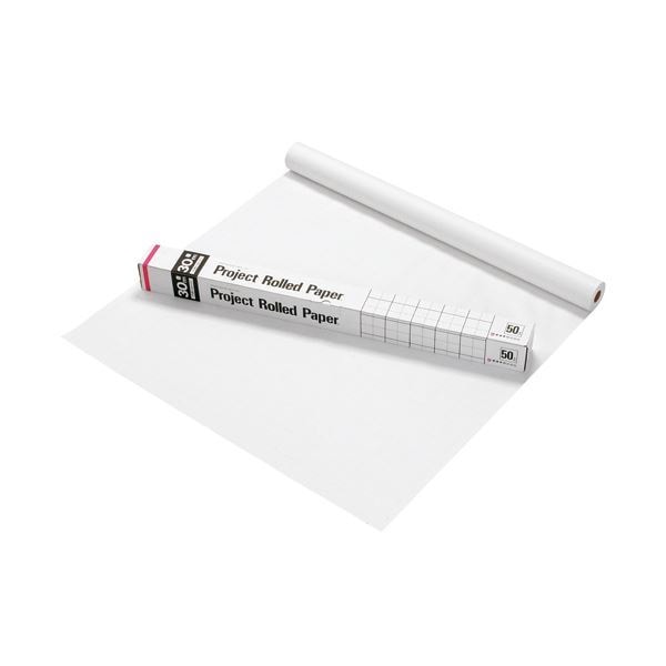 （まとめ）オキナ プロジェクトロール 788x30m巻 50mm方眼 白 PR5WH 1本 [x2]その他