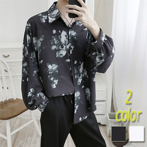 メンズ シャツ 柔らか 軽やか 着心地 プリント！長袖 ゆったり トップス