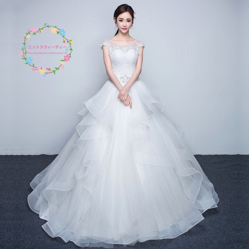 ウェディングドレス ロング 安い 結婚式 花嫁 プリンセスラインドレス 白 ブライダル セレモニードレス 二次会 パーティードレス 披露宴 イブニングドレス