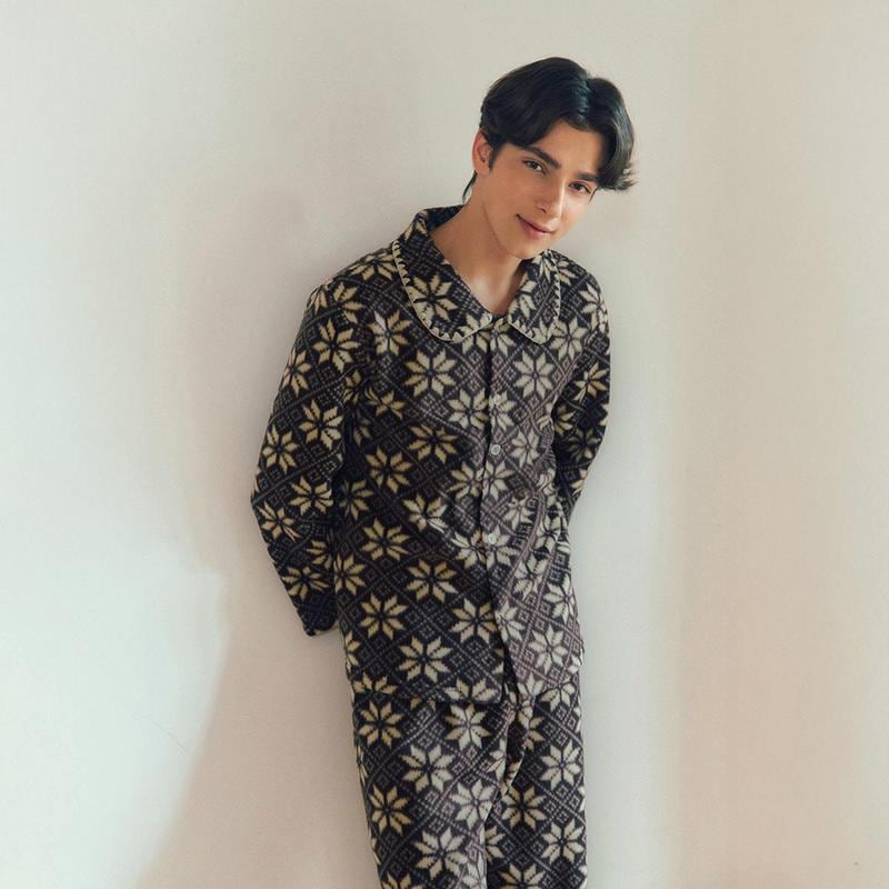 プラス カップル パジャマ 北欧柄の捺染 男性パジャマ VPA4557MASG