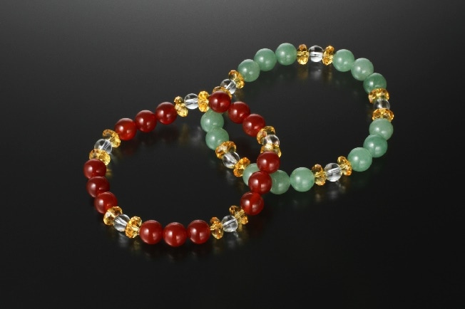 幸福度一番宝石ブレスセット白水晶/黄水晶/赤メノウ/アベンチュリン/パワーストーン ブレスレット