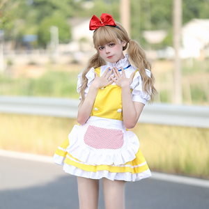 速達!ドラえもん「ひよこ黄」日系かわいい萌え妹ロリータメイド服ソフト妹服スカート