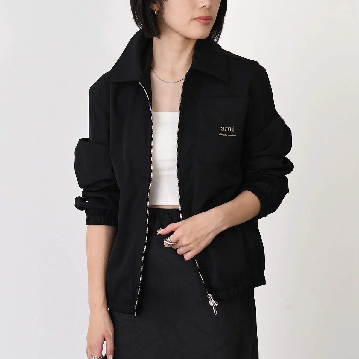 アウター ジップジャケット HJK063 PA0007 レディース ユニセックス ブラック 長袖 ショート丈 ジッ