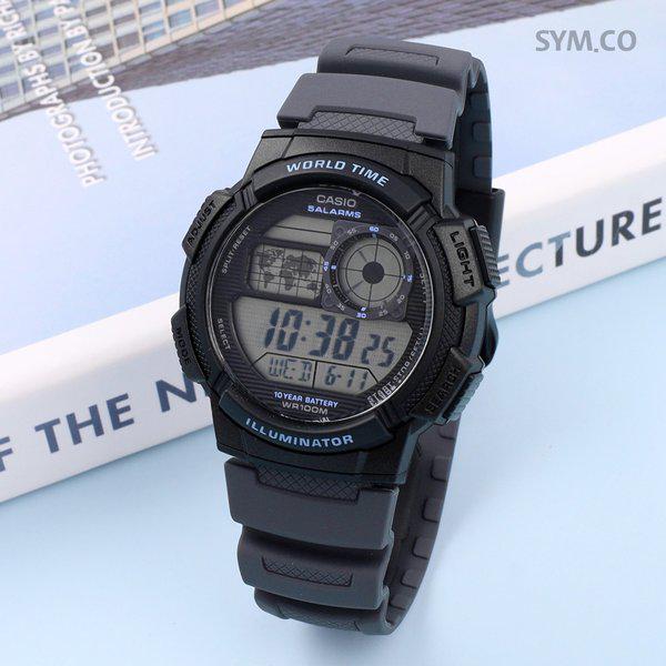 AE-1000W-8A 軍用 軍人 電子防水スポーツ メンズ ウレタン時計 d