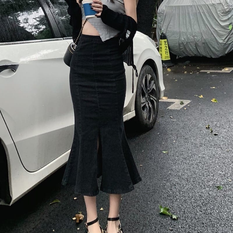 2color レディース ボトムス スカート マーメイド ゆったり ラフ ルーズ 大人女子