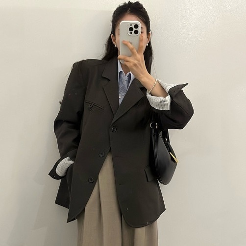 韓国ファッション レディース 冬アウター 気質シンプル コミューター・バック・スプリット・バーサタイル・ブレザー