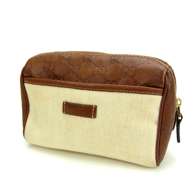 ポーチ グッチシマ ブラウン×ベージュ レディース 中古