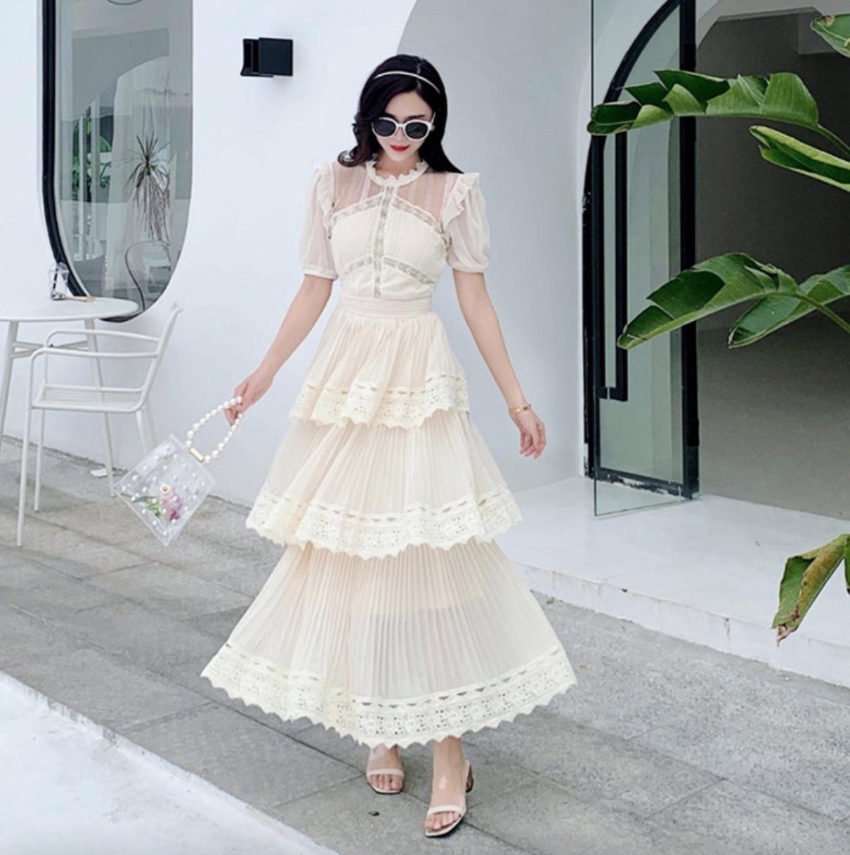 ワンピース デート ロング 袖あり かわいい 大人可愛い きれいめ シンプル カジュアル 大人 上品 おしゃれ お洒落 主役級 存在感 夏 10代 20代 30代 レディース 女性用 OL 学生