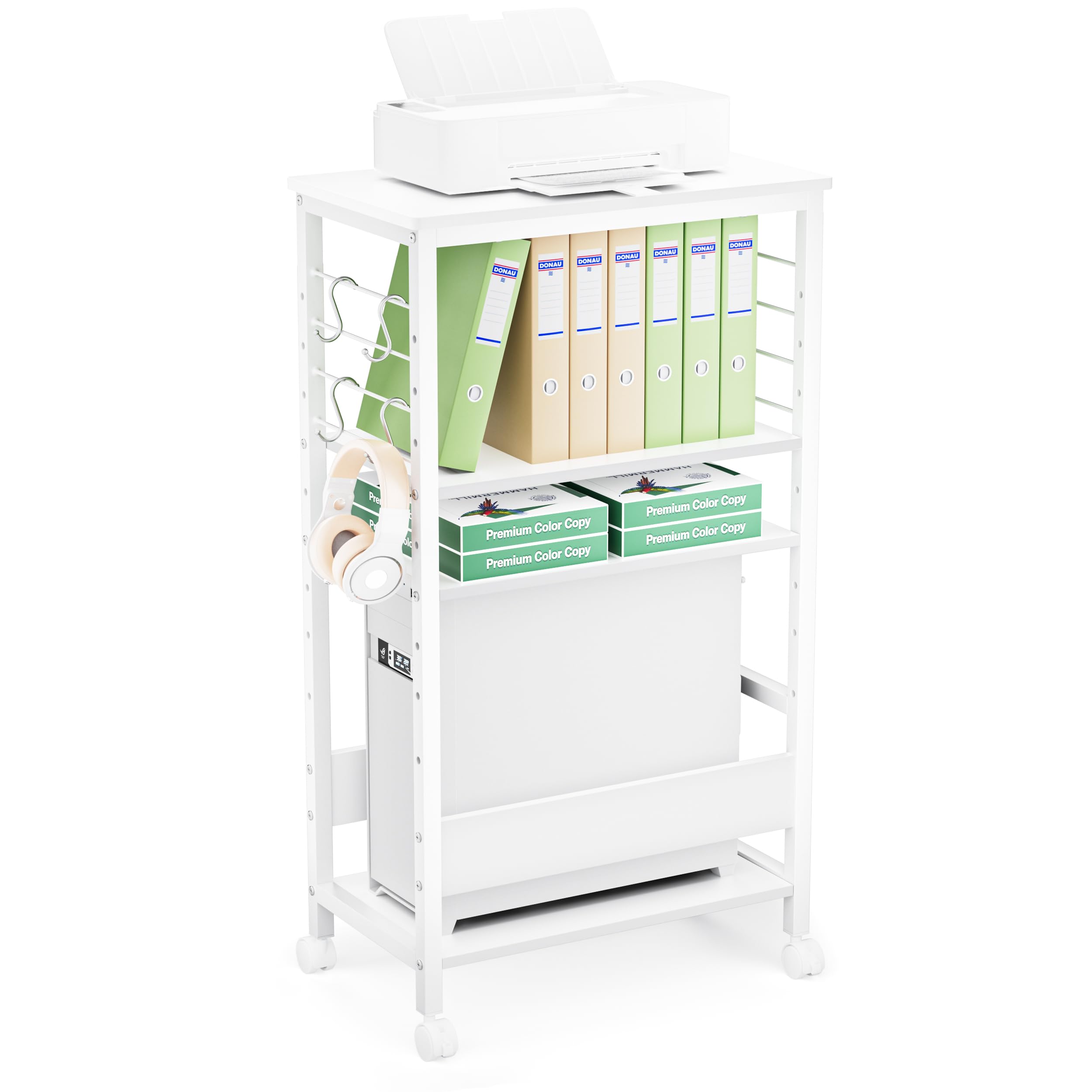 パソコン ワゴン cpuラック キャスター付き 幅60 奥行35 高さ105cm 4段 可変式 スリム サイドデスク ゲーミングpc 棚 ノートパソコン 収納 プリンター 台 机横 pc置き台 木製 8,250円