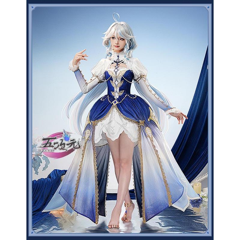【SNS大人気】　原神　コスプレ　フォカロルス　ブルーワルツ　同人衣装　ウィッグ　追加可