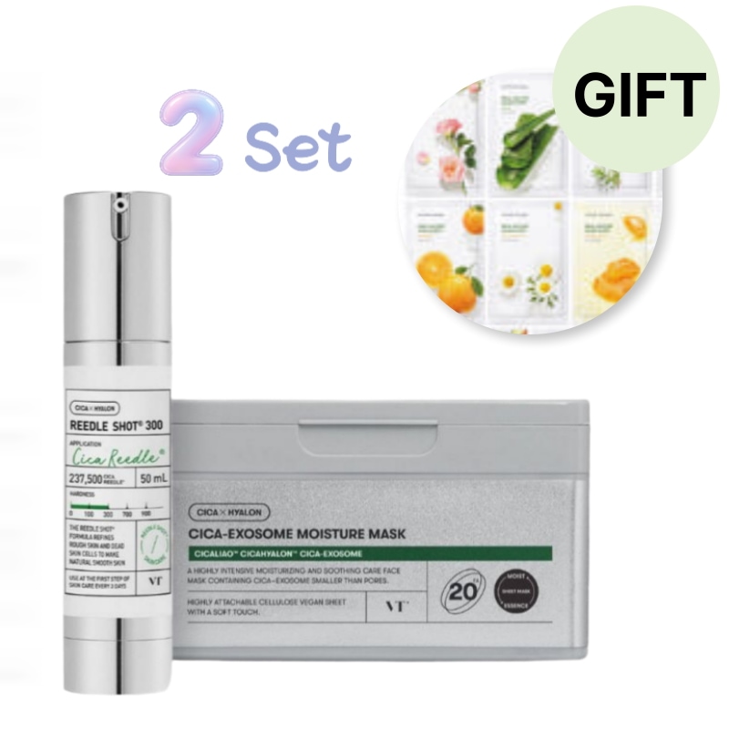 リードルショット300＋シカエクソソームマスク20枚韓国コスメ・保湿・敏感肌・シカ・スキンケア・低刺激・大容量・人気セット 6,093円