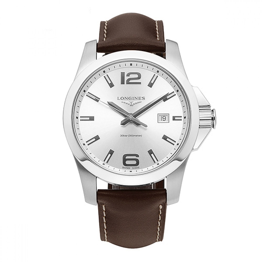 ロンジン L3.760.4.76.5 コンクエストメンズレザーウォッチ