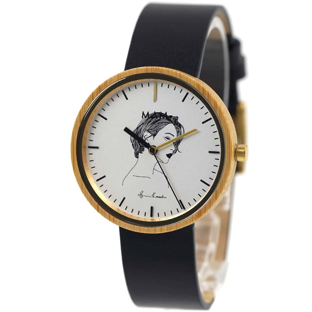 MAM マム 腕時計 レディース コラボレーションウォッチ バンブーケース サファイアクリスタルガラス ベジタブルタンニンレザー ホワイト ブラック KOTOKA BY MAM KTK647