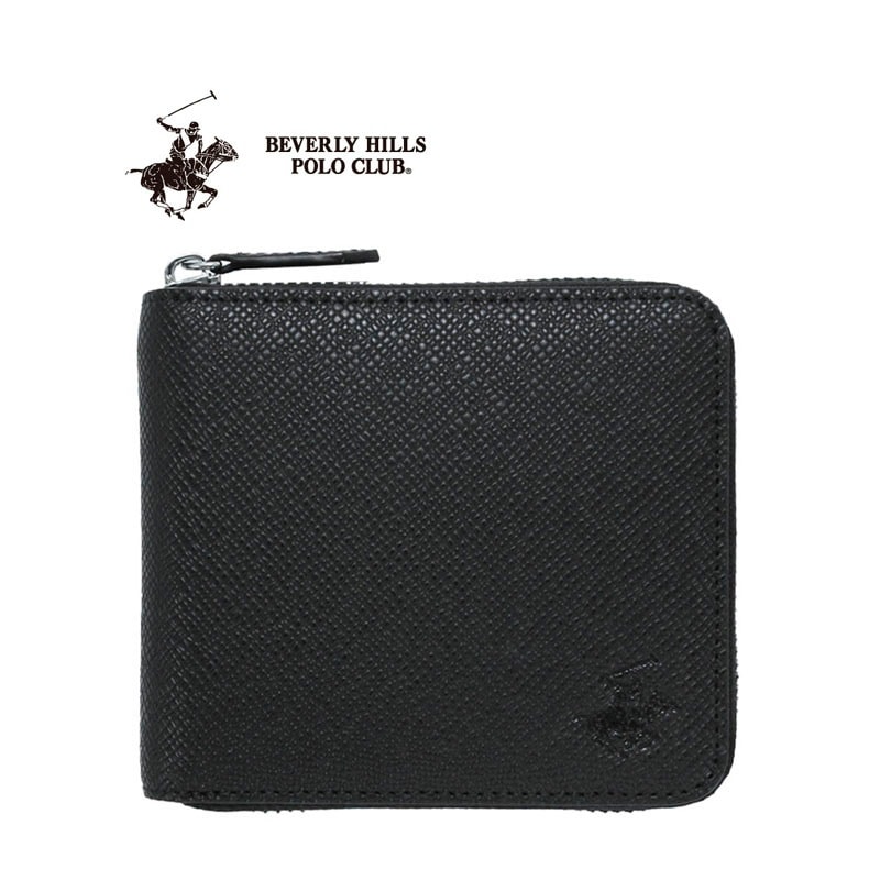 ラウンドファスナー 二つ折り財布 カウレザー ロゴ 小銭入れ メンズ 男性 bhgm3004 専属BOX付