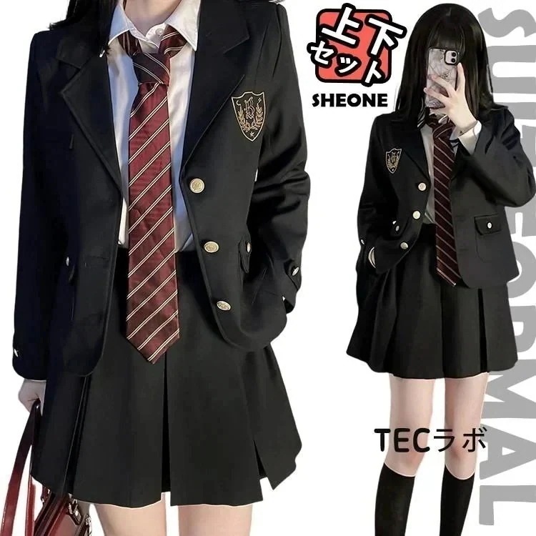 第1弾セール中卒業式 スーツ 女の子 卒服 韓国 高校生 制服 黒 入学式 スーツ 中学生 学生服 小学生 可愛い フォーマルスーツ 大きいサイズ 黒 中高生 女子 4点セット