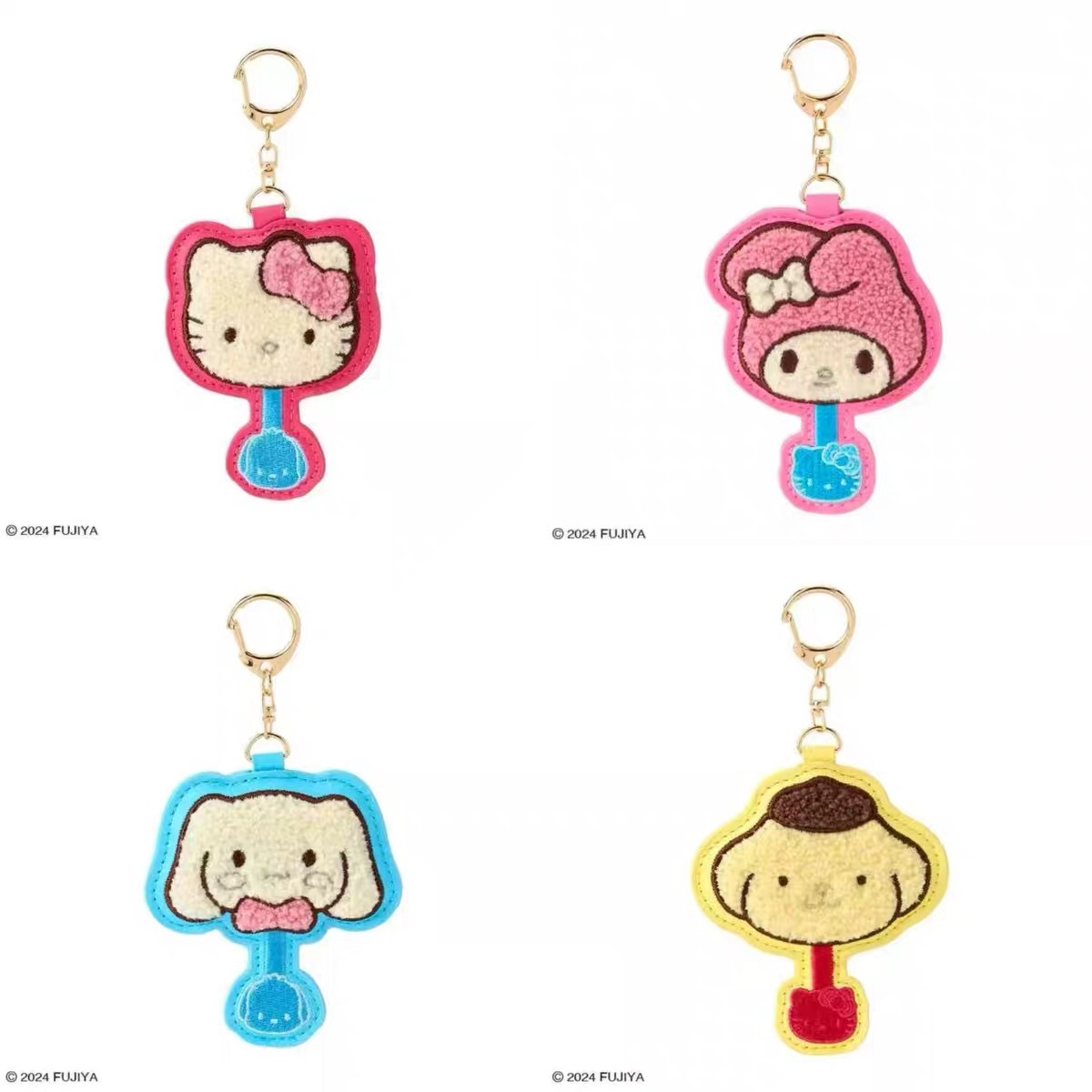 10個セット 可愛いアニメ精巧刺繍キーホルダー キャンディ型キティチャーム