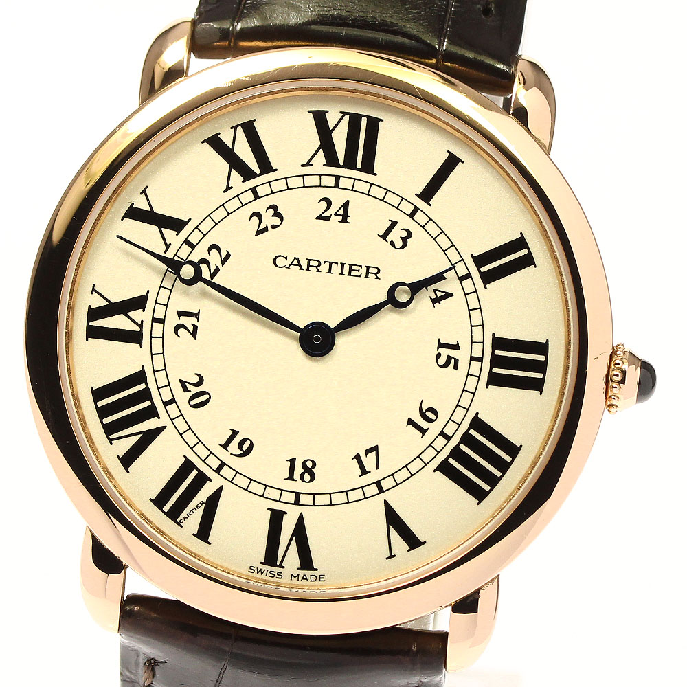 カルティエ CARTIER W6800251 ロンドルイ K18PG 手巻き メンズ 箱保証書付き_761190【中古】