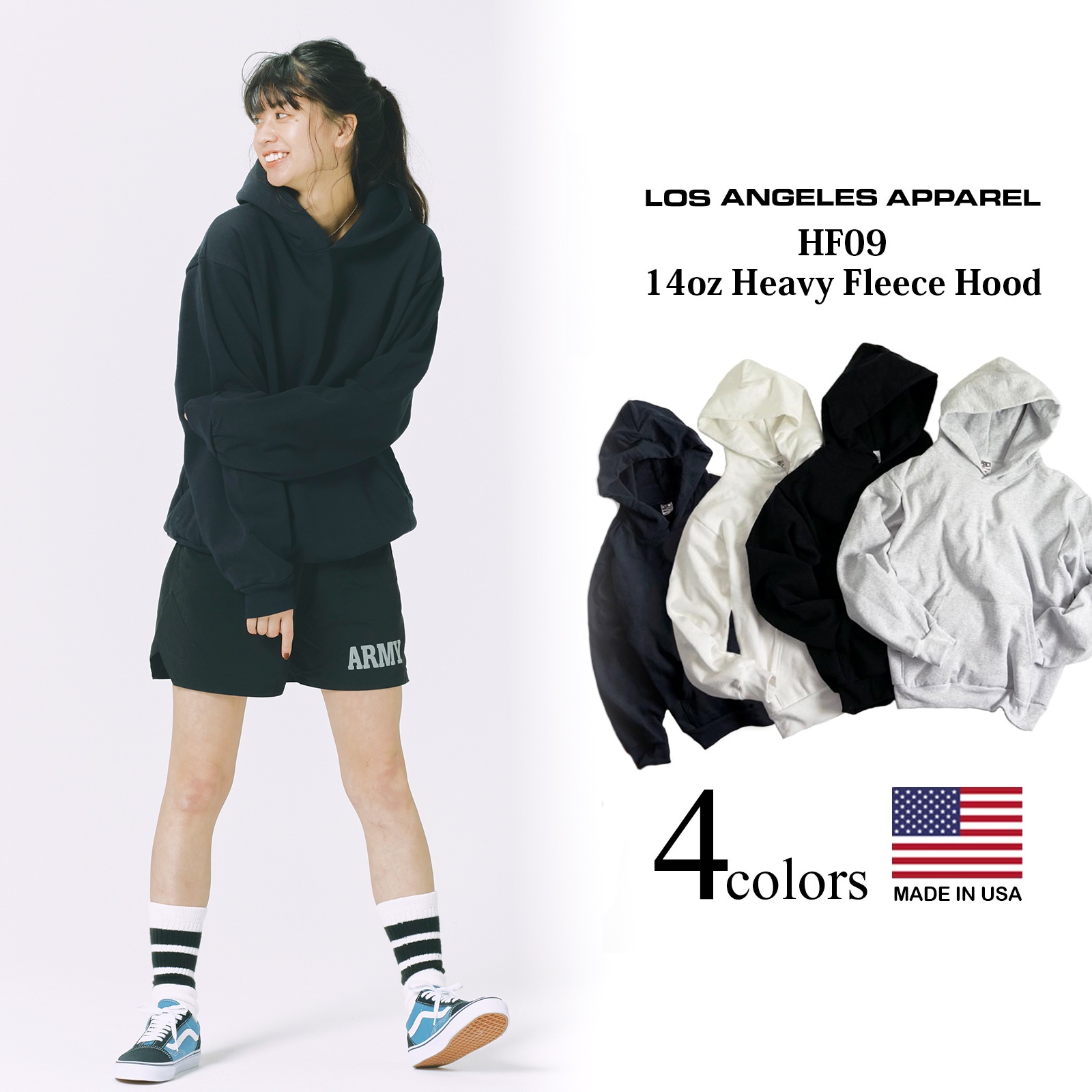 LOSANGELES APPAREL HF09 14オンス ヘビーフリース プルオーバーフード スウェット メンズ ユニセックス アメリカ