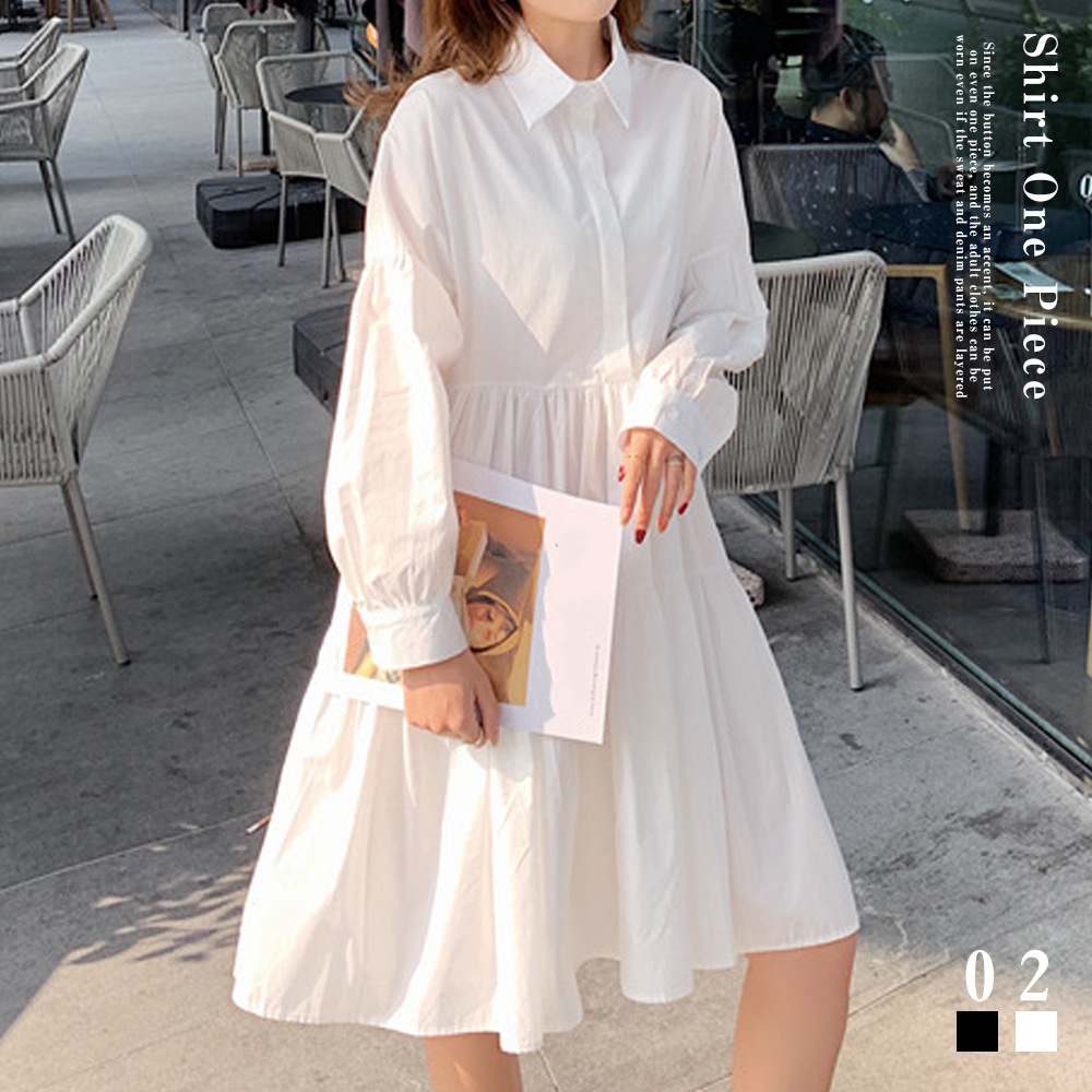 国内即納 シャツワンピース レディース ワイドフリル