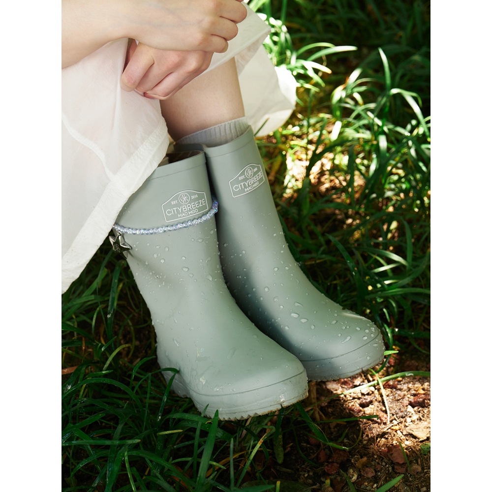 シティブリーズシティミッドレインブーツグレーがかったブルーレインブーツ