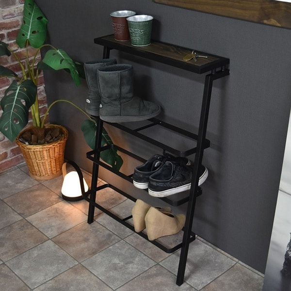 シューズラック GRANT 幅60cm 3段 ラダータイプ 靴箱 天然木 靴 シューズ 収納 玄関 靴置き 下駄箱 靴入れ くつ シューズスタンド くつ箱 下足入れ スリム 省スペース