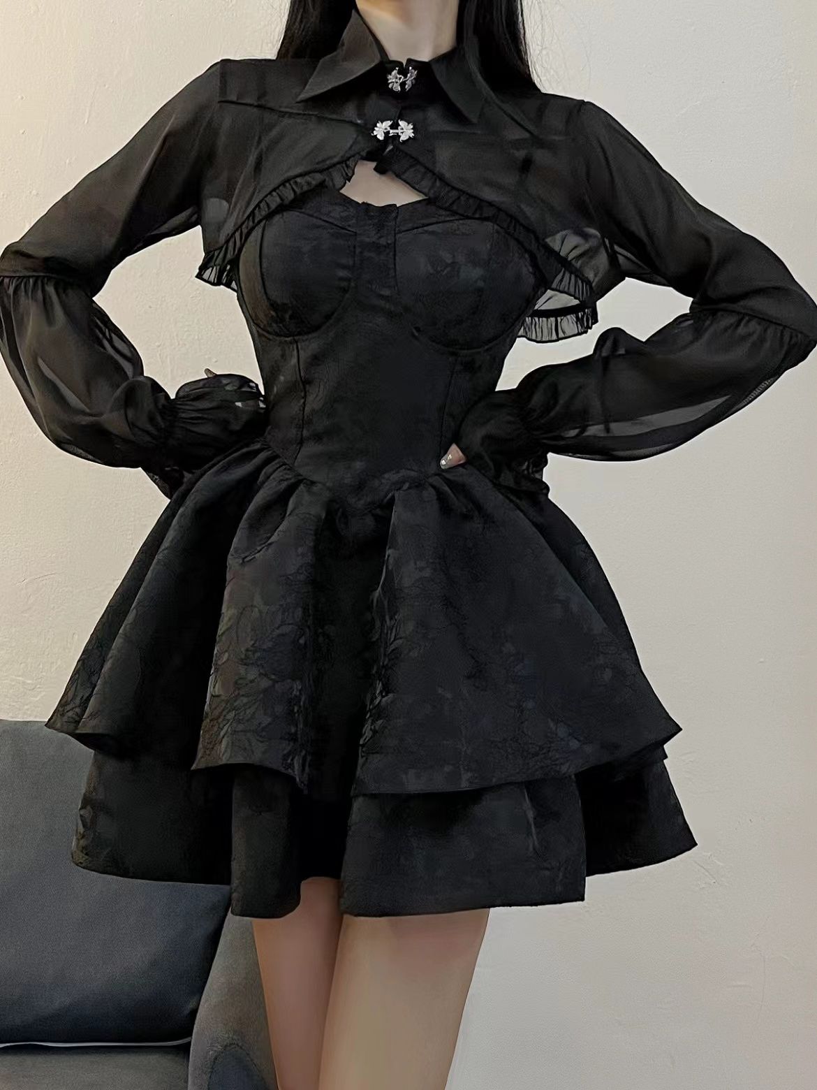 ロリータメイド服コスプレゴスロリかわいいウィッグハロウィンセット ワンピース リボン ミニ スカート 大きいサイズ 地雷系 コスプレ1283