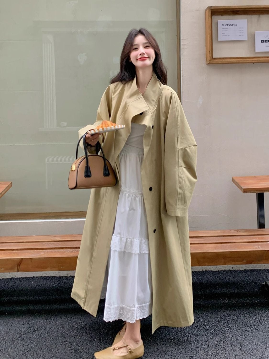 福袋2025大人気 高級感のある韓系の服のコートの女性の秋の新型の極めて簡単で広々とした版の古いお金の怠惰な雰囲気のコート