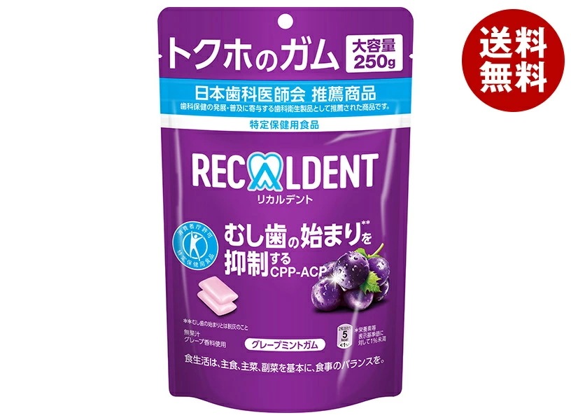 モンデリーズ・ジャパン リカルデント グレープミントガム スタンドパウチ【特定保健用食品 特保】 250g×6個入