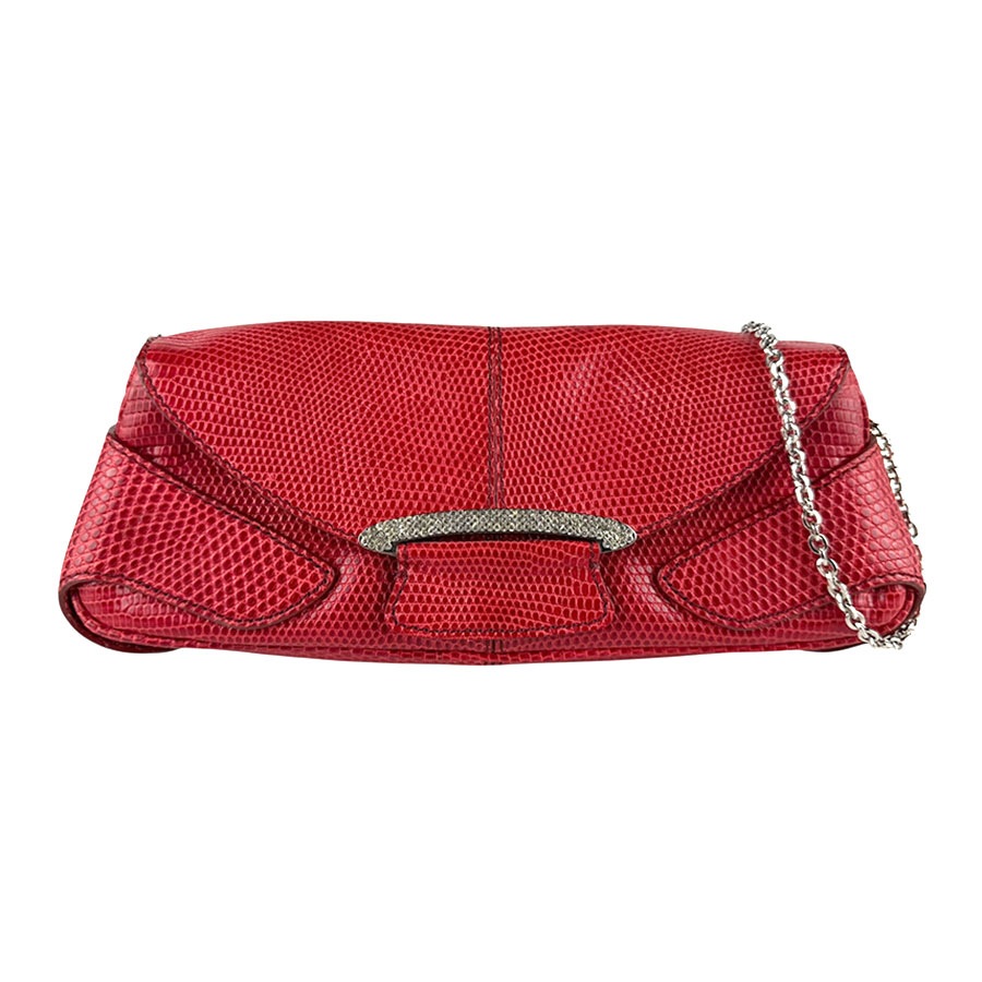 トッズ TOD’S ハンドバッグ リザード レッド レディース z8137