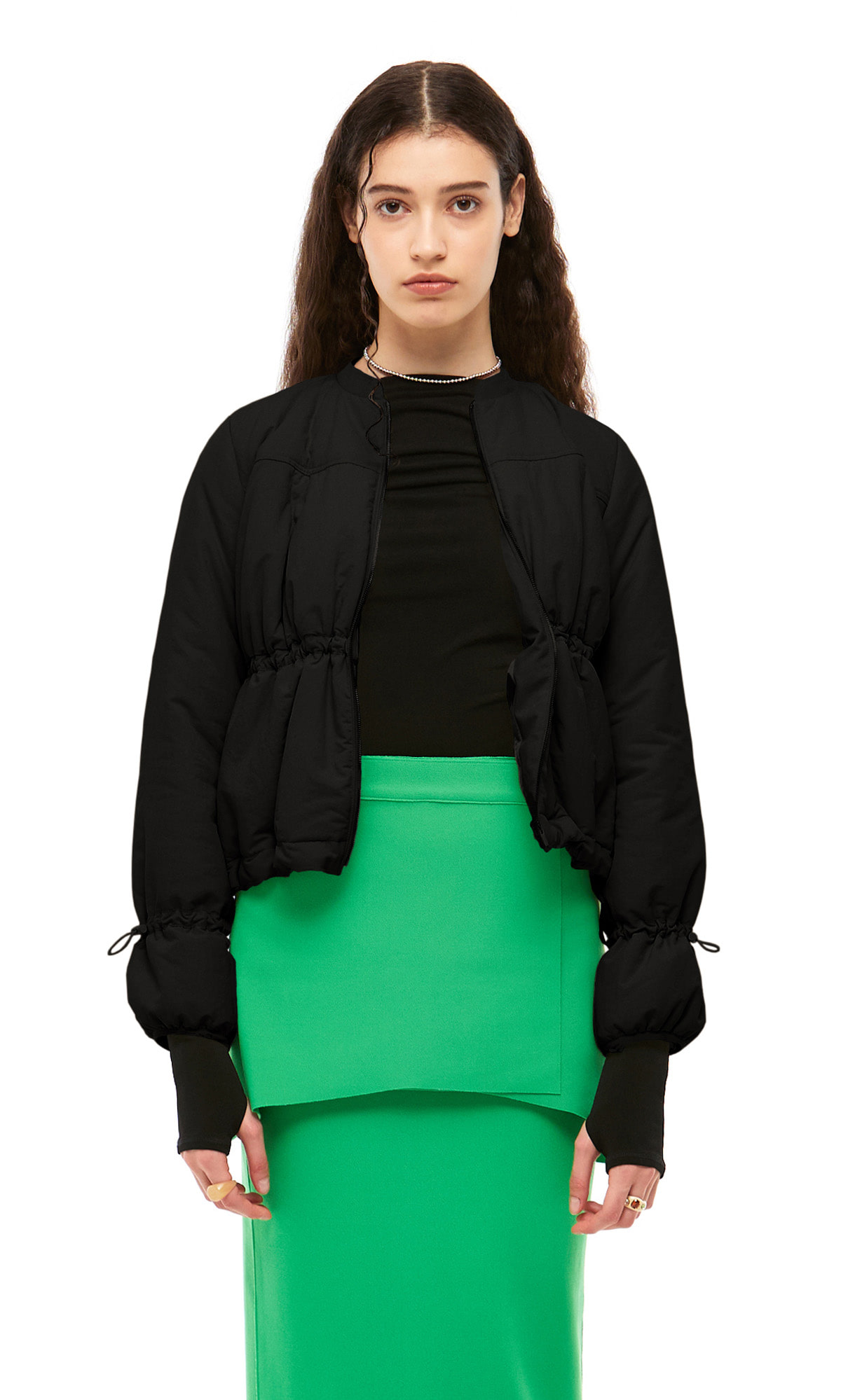 【J.CHUNG】 LOVEL SHIRRING PADDED JACKET : BLACK