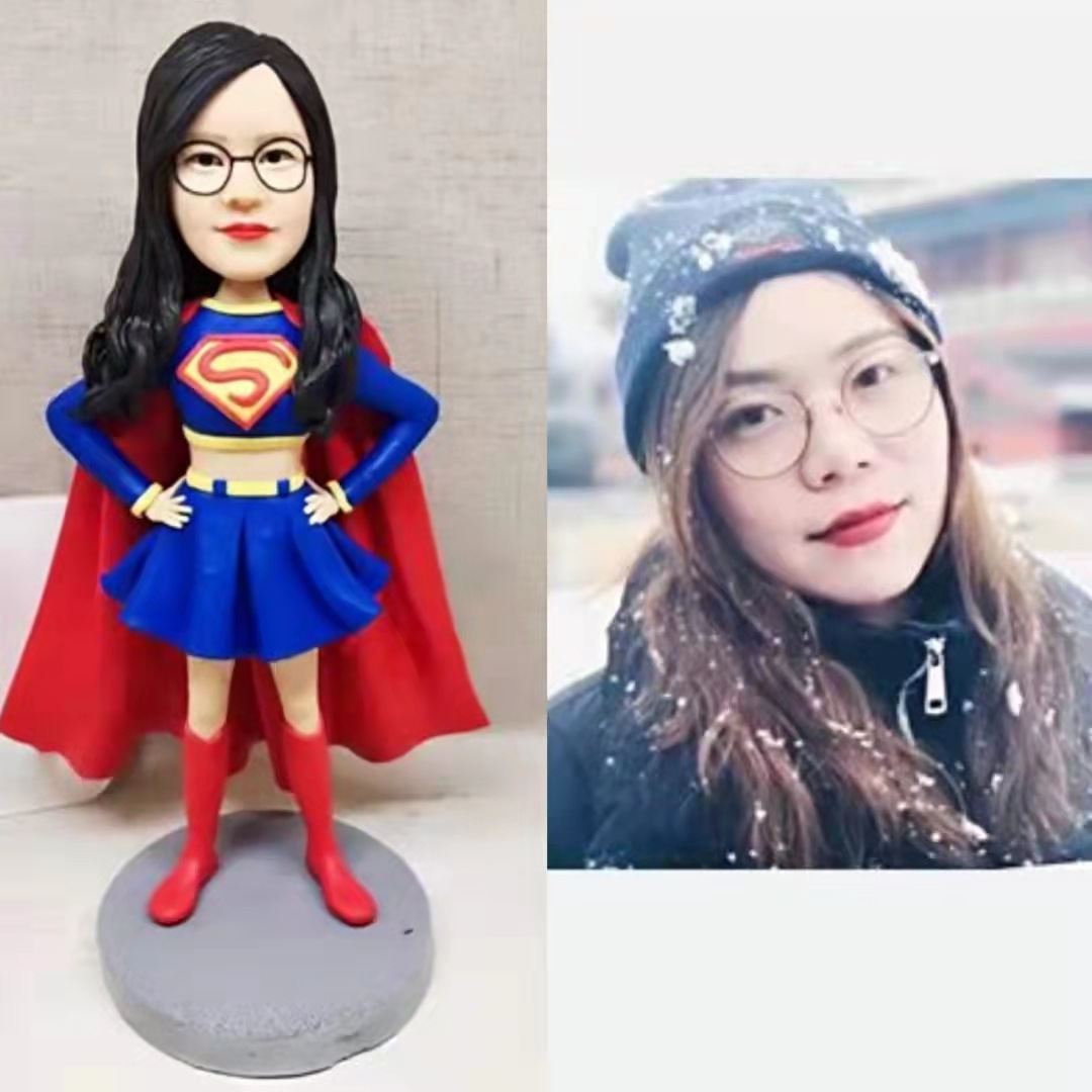 【オーダーメイド】3D肖像画 似顔絵 人形 フィギュア 彼氏 彼女 誕生日 ケーキトッパー 記念日 スーパーマン カップル プレゼント