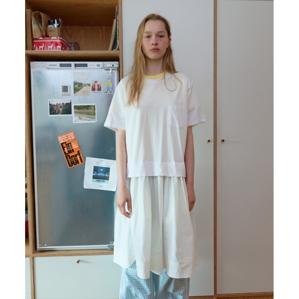 NOCONTENT デュアルファブリックワンピース _ ホワイト 211