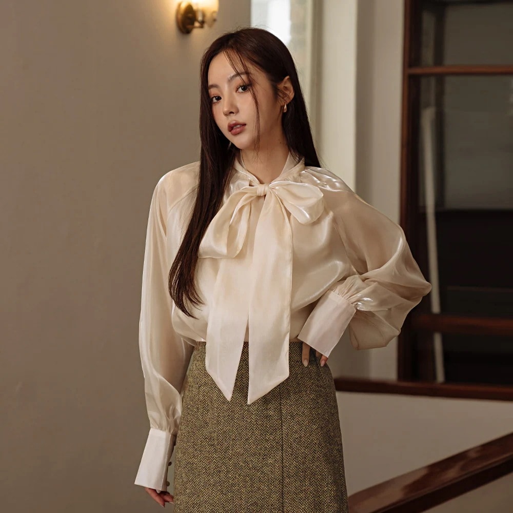 2WAYシルキーオーガンジーブラウス