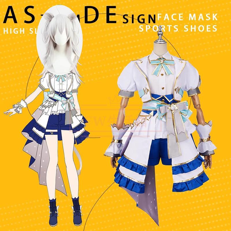 短纳期激.安!価!バーチャルYouTuber VTuber 4周 獅白ぼたん コスプレ衣装 ウィッグ コスチューム 演出服 アニメ ゲーム ハロウィン cosplay 変装