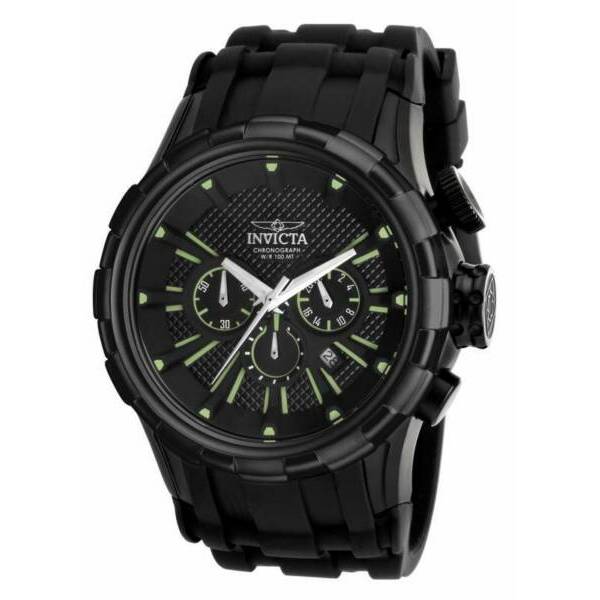 インヴィクタ52MM Mens I-Force Quartz Multifunction Black Dial Silicone Watch 16974