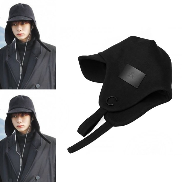 【MONSTA X着用】 C WEAR BY THE GENIUS イヤーフラップキャップブラック