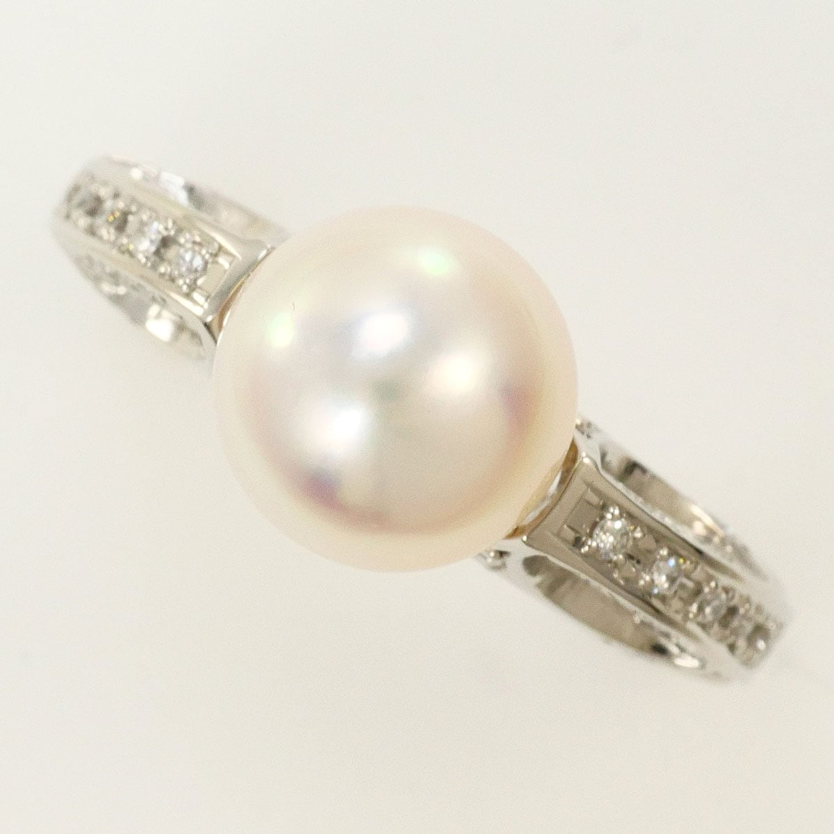 PT900 プラチナ リング・指輪 7号 パール（真珠） ダイヤモンド 0.25ct 総重量約6.4g 中古