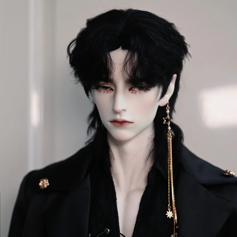 BJD 1/3 ドール用ウィッグ ウルフ スタイリング モヘア 黒 SDサイズ球体関節人形用ウィッグ