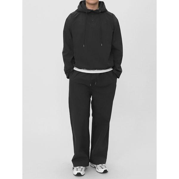 メンズナイロンフード付きアノラック長袖バンディングパンツセットアップ SIT015_P389485017