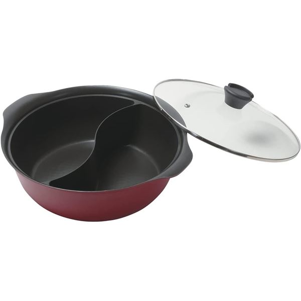 [2個セット] ステイドリーム ふっ素加工IH対応ガラス蓋付二食鍋 28cm HB-6588