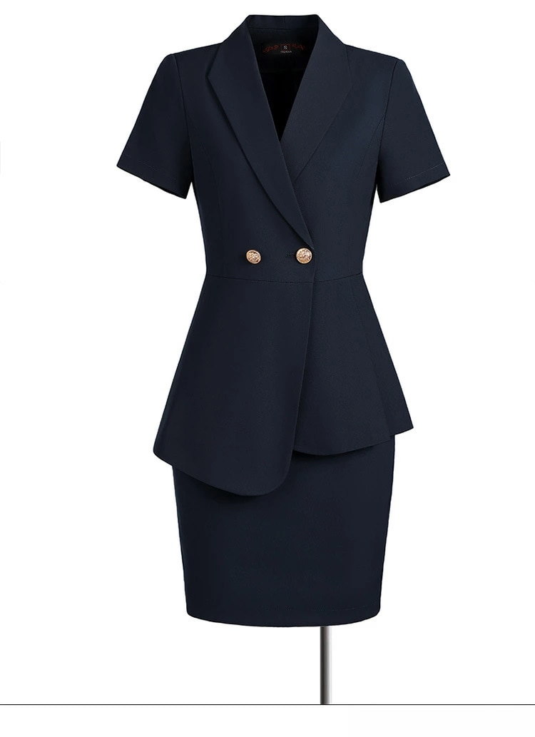 半袖 西装 セットアップ 夏季 高級 職業服 フロント デスク 宝石店 ワークウェア