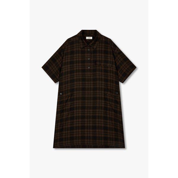 チェックシャツカラー半袖ワンピース 9106241229071