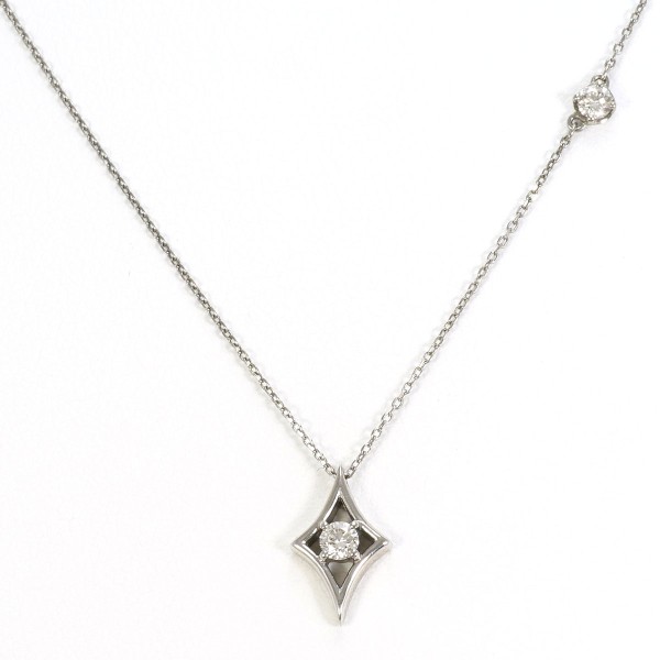 K18 18金 WG ホワイトゴールド ネックレス ダイヤ 0.13 約40cm ジュエリー 中古