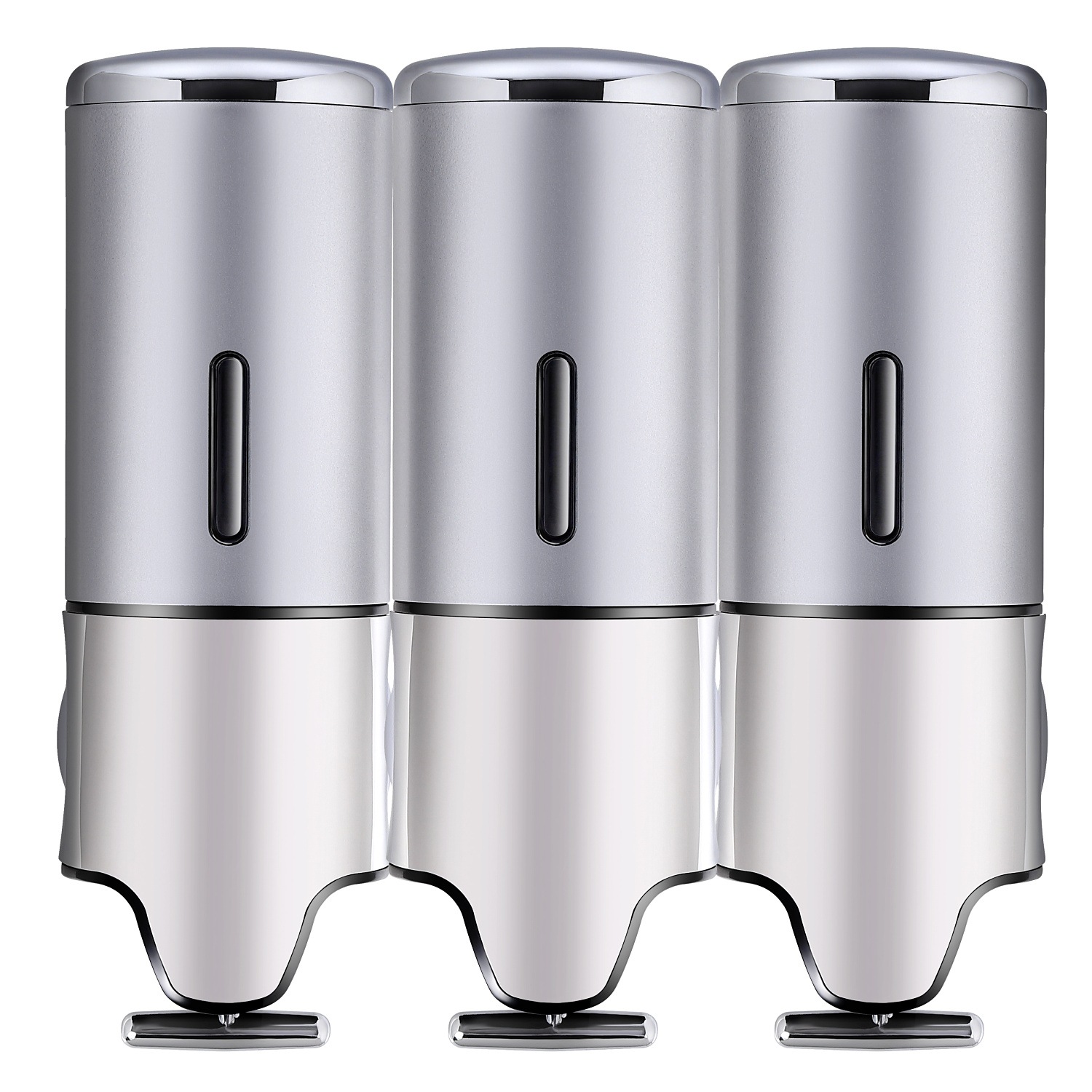 【公式】「累計10万本突破！」【大容量500ml＆大吐出量2-3ml】マグネット 壁掛け シャンプーディスペンサー ラウンド 大容量500ml×3本 シルバー