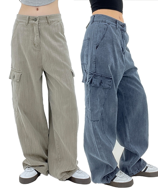 [y2k/Y2Kムード/2color] ルーキー ピグメント ストリング カーゴ ワイド パンツ