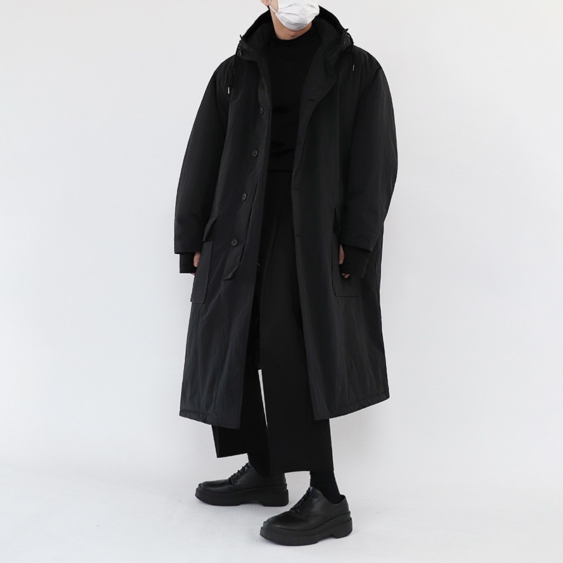 コットンメンズミディアムレングス冬厚手コートジャケットタイドインスコットン服韓国版ゆったりフード付