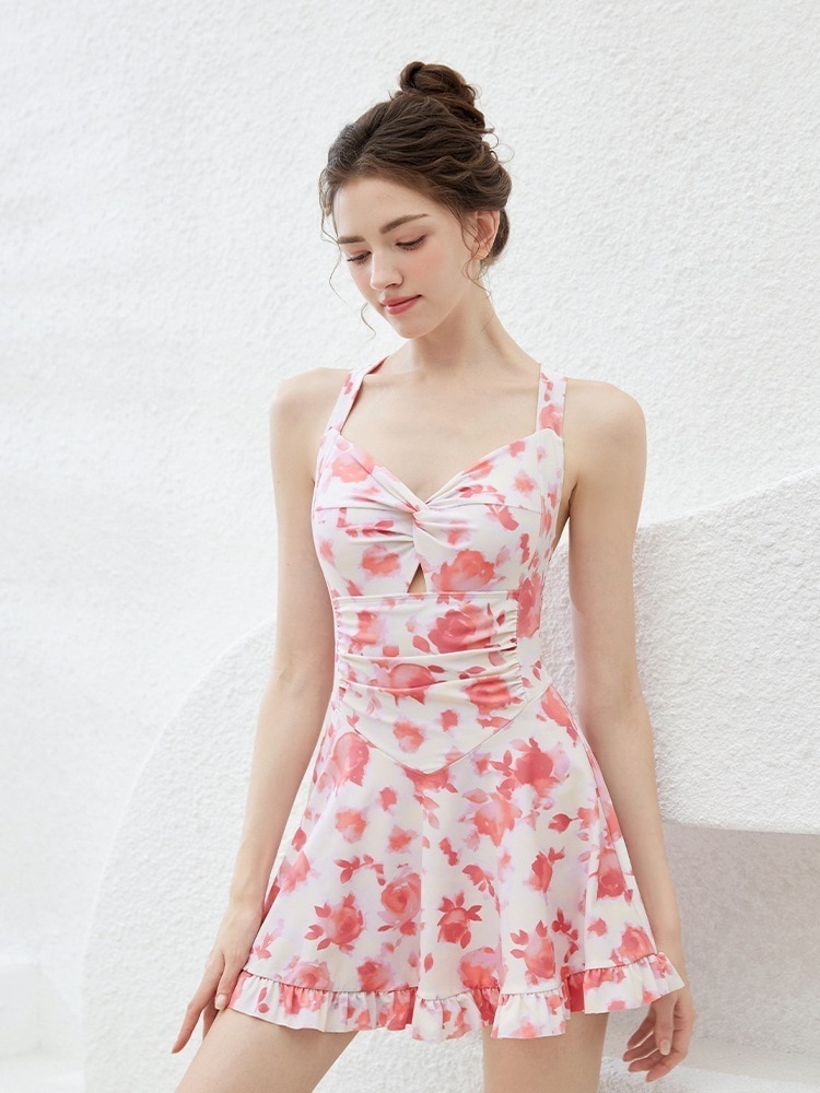 女性用水着2024温泉ス感お肉をカバーして着痩せプラスサイズ太っ娘温泉水着