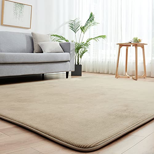 カーペット ラグ ラグマット 1.5畳 130×185cm 極厚 35mm ホット カーペット カバー 洗える 滑り止め付 じゅうたん 床暖房対応カーペット オールシーズン フランネル ダークベージュ