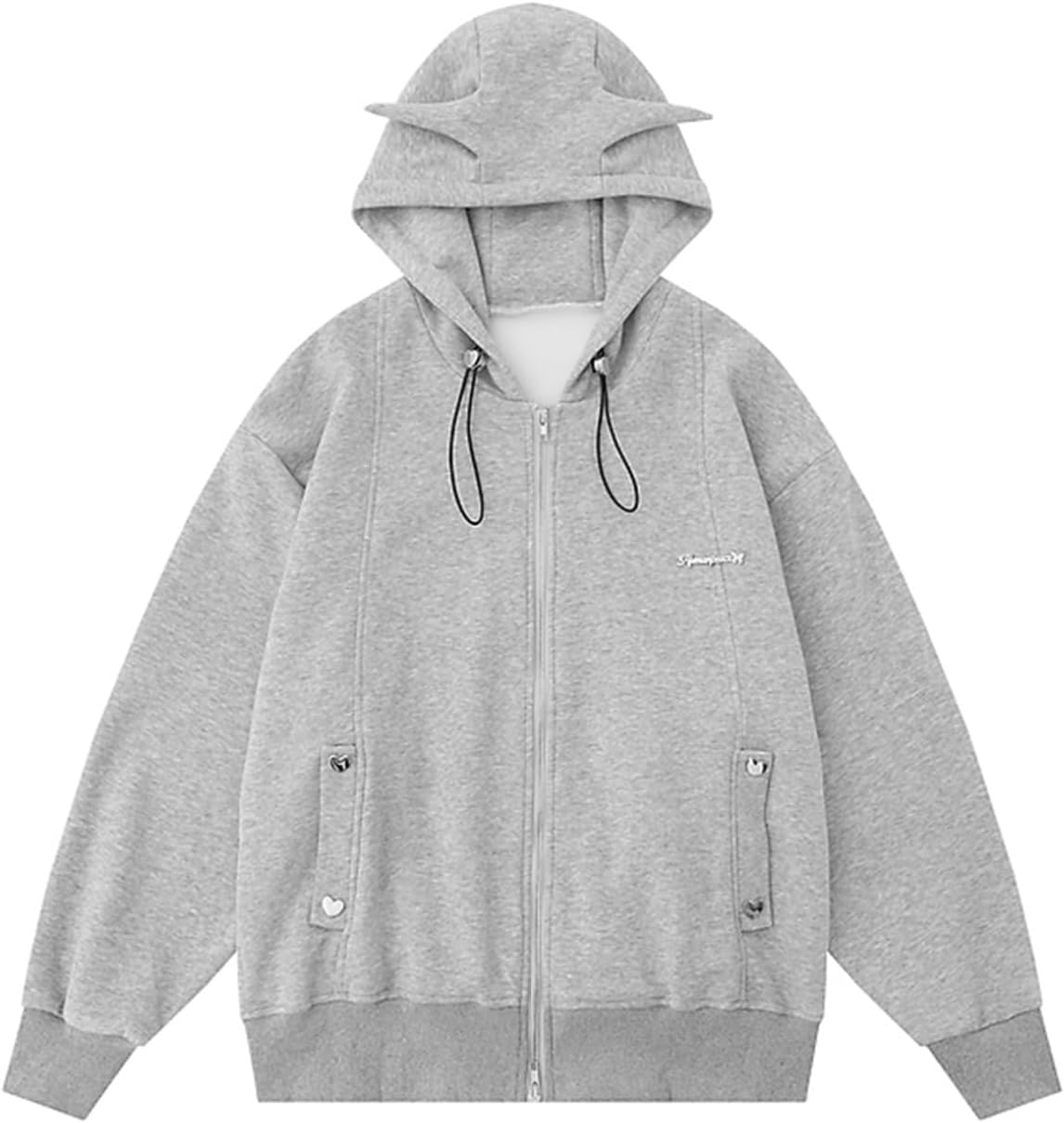 悪魔の角 パーカー メンズ レディース 長袖 ジッパー スウェット 角付き トレーナー シンプル ポケット ドローストリング付き 春秋冬服 柔ら 通気性 ビッグサイズ ペアルック アウトドア 日常